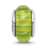 Sterling Silver Reflections Green Hand-blown Glass Bead view 3