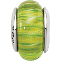 Sterling Silver Reflections Green Hand-blown Glass Bead view 4