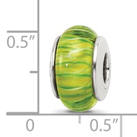 Sterling Silver Reflections Green Hand-blown Glass Bead view 5