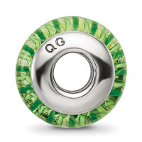 Sterling Silver Reflections Green Hand-blown Glass Bead view 2