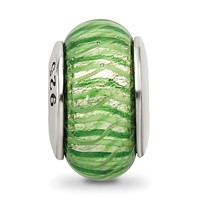 Sterling Silver Reflections Green Hand-blown Glass Bead view 3
