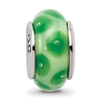 Sterling Silver Reflections Green Hand-blown Glass Bead view 3