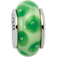 Sterling Silver Reflections Green Hand-blown Glass Bead view 4
