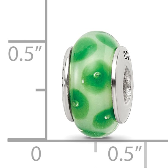 Sterling Silver Reflections Green Hand-blown Glass Bead