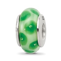 Sterling Silver Reflections Green Hand-blown Glass Bead view 1