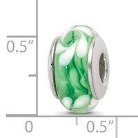 Sterling Silver Reflections Green White Hand-blown Glass Bead view 5