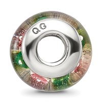 Sterling Silver Reflections Green Pink Hand-blown Glass Bead view 2