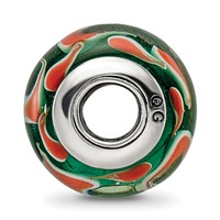 Sterling Silver Reflections Green Red Hand-blown Glass Bead view 2