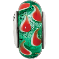 Sterling Silver Reflections Green Red Hand-blown Glass Bead view 4