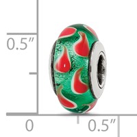 Sterling Silver Reflections Green Red Hand-blown Glass Bead view 5