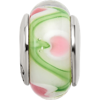 Sterling Silver Reflections White Pink Green Hand-blown Glass Bead view 4