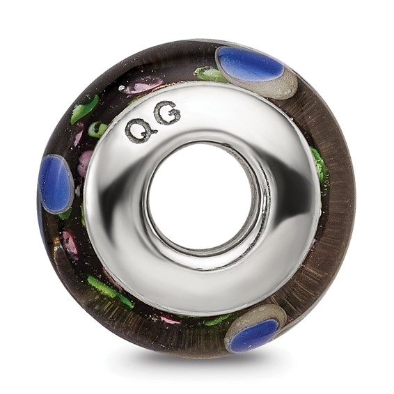Sterling Silver Reflections Blue Hand-blown Glass Bead