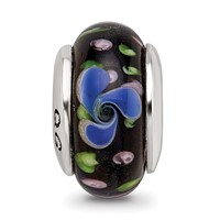 Sterling Silver Reflections Blue Hand-blown Glass Bead view 3