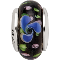 Sterling Silver Reflections Blue Hand-blown Glass Bead view 4