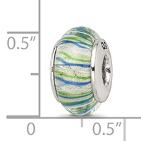Sterling Silver Reflections Blue Green Hand-blown Glass Bead view 5