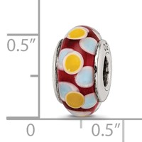 Sterling Silver Reflections Brown Blue Yellow Hand-blown Glass Bead view 5
