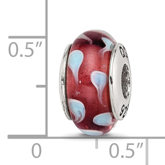Sterling Silver Reflections Blue Hand-blown Glass Bead