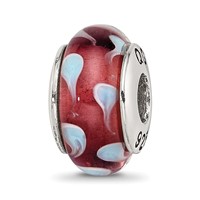 Sterling Silver Reflections Blue Hand-blown Glass Bead view 1