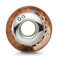 Sterling Silver Reflections Brown Hand-blown Glass Bead view 2