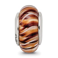 Sterling Silver Reflections Brown Hand-blown Glass Bead view 3