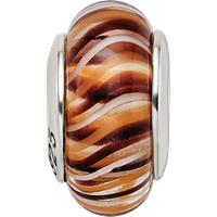 Sterling Silver Reflections Brown Hand-blown Glass Bead view 4