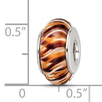 Sterling Silver Reflections Brown Hand-blown Glass Bead view 5