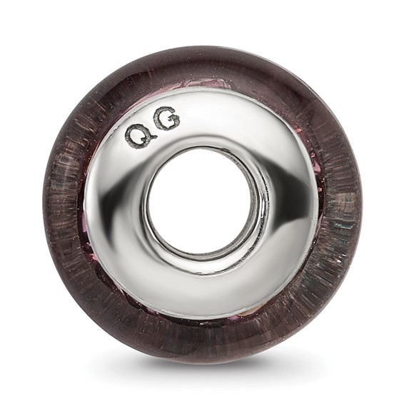 Sterling Silver Reflections Black/Pink Hand-blown Glass Bead