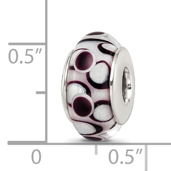 Sterling Silver Reflections Black Hand-blown Glass Bead