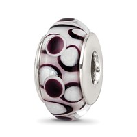 Sterling Silver Reflections Black Hand-blown Glass Bead view 1