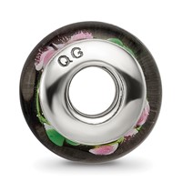 Sterling Silver Reflections Black Red Hand-blown Glass Bead view 2