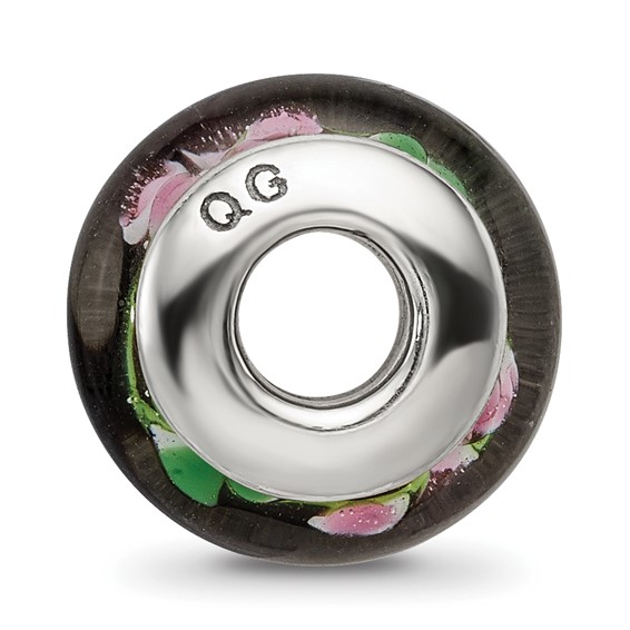 Sterling Silver Reflections Black/Red Hand-blown Glass Bead