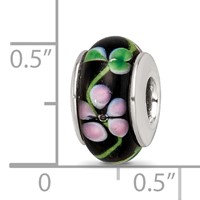 Sterling Silver Reflections Black Red Hand-blown Glass Bead view 5