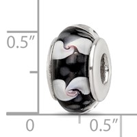 Sterling Silver Reflections Black White Hand-blown Glass Bead view 5