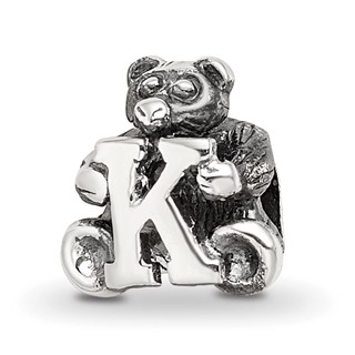 Sterling Silver Reflections Kids Letter K Bead