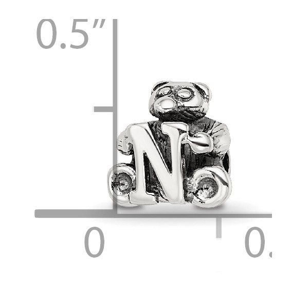Sterling Silver Reflections Kids Letter N Bead