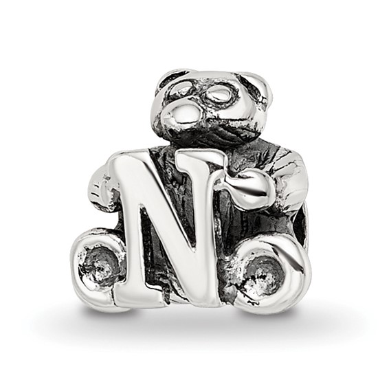 Sterling Silver Reflections Kids Letter N Bead