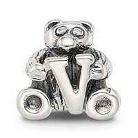 Sterling Silver Reflections Kids Letter V Bead view 3