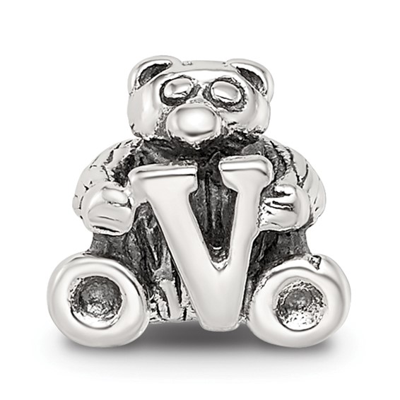 Sterling Silver Reflections Kids Letter V Bead