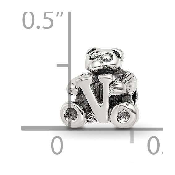 Sterling Silver Reflections Kids Letter V Bead