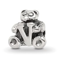 Sterling Silver Reflections Kids Letter V Bead view 1