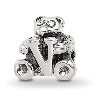 Sterling Silver Reflections Kids Letter V Bead