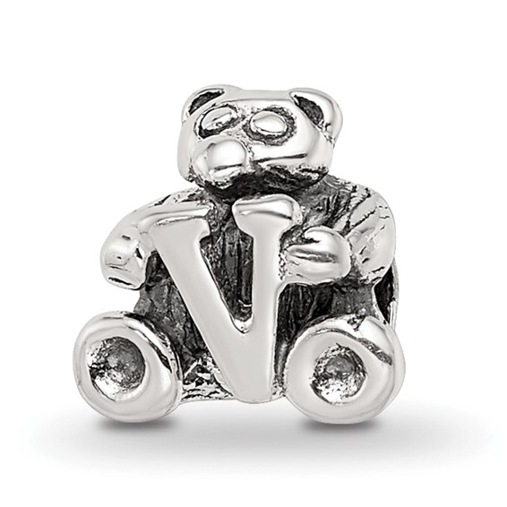 Sterling Silver Reflections Kids Letter V Bead