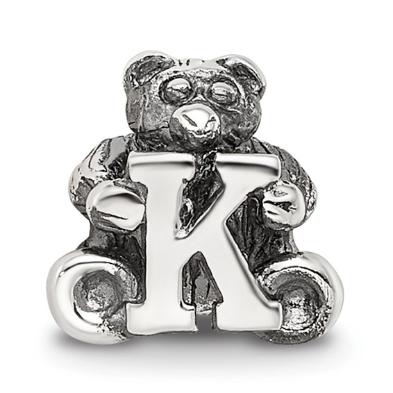 Sterling Silver Reflections Kids Letter K Bead