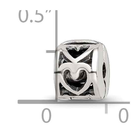 Kids Collection Sterling Silver Reflections Heart Pattern Clip Bead