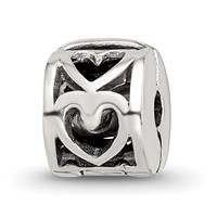 Kids Collection Sterling Silver Reflections Heart Pattern Clip Bead view 1
