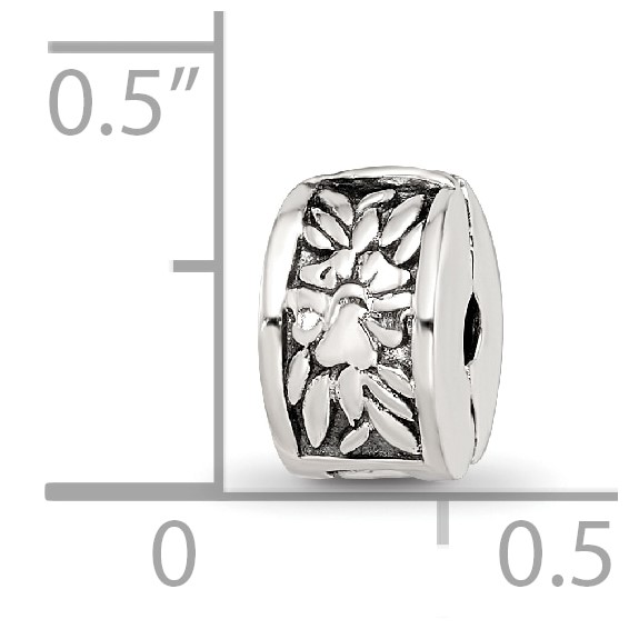 Kids Collection Sterling Silver Reflections Floral Pattern Clip Bead