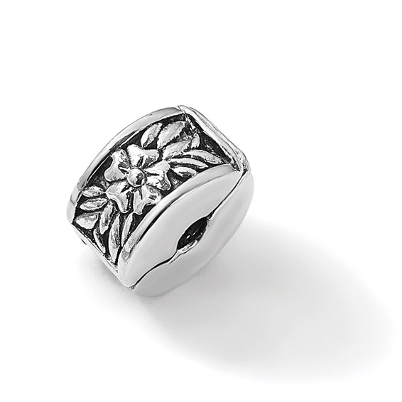 Kids Collection Sterling Silver Reflections Floral Pattern Clip Bead
