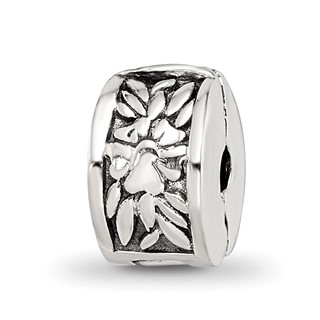 Kids Collection Sterling Silver Reflections Floral Pattern Clip Bead