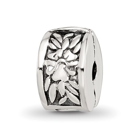 Kids Collection Sterling Silver Reflections Floral Pattern Clip Bead