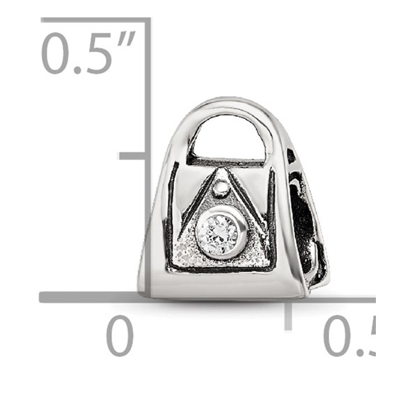 Sterling Silver Reflections Kids CZ Handbag Bead